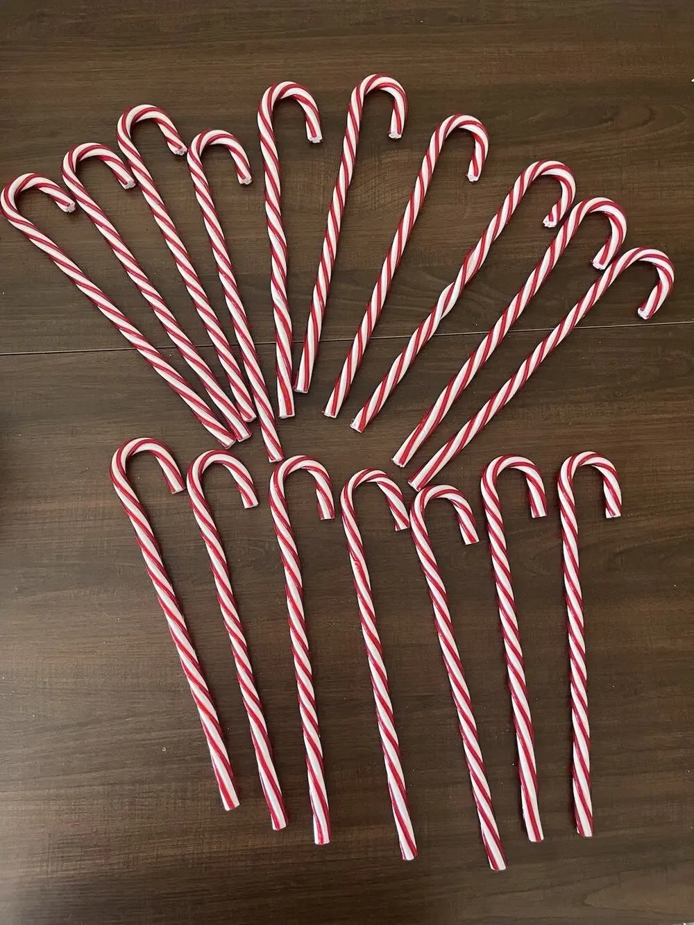 Vintage 17 Christmas Twisted Large Candy Canes Red And White Sturdy Plastic